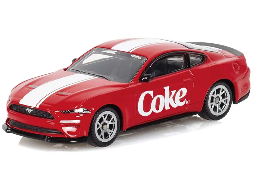 2018 Ford Mustang GT "Coca-Cola" Red with White Stripes 1/64 Diecast Model by Motor City Classics