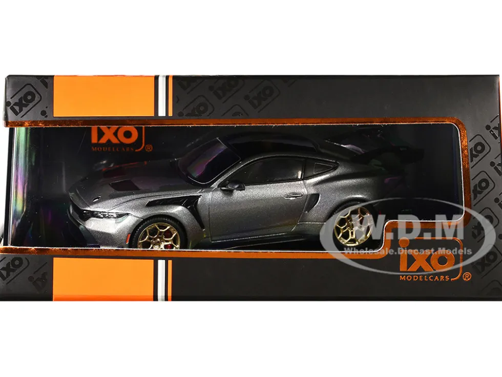 2025 Ford Mustang GTD Gray Metallic with Black Top 1/43 Diecast Model by IXO Models