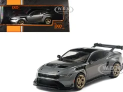 2025 Ford Mustang GTD Gray Metallic with Black Top 1/43 Diecast Model by IXO Models