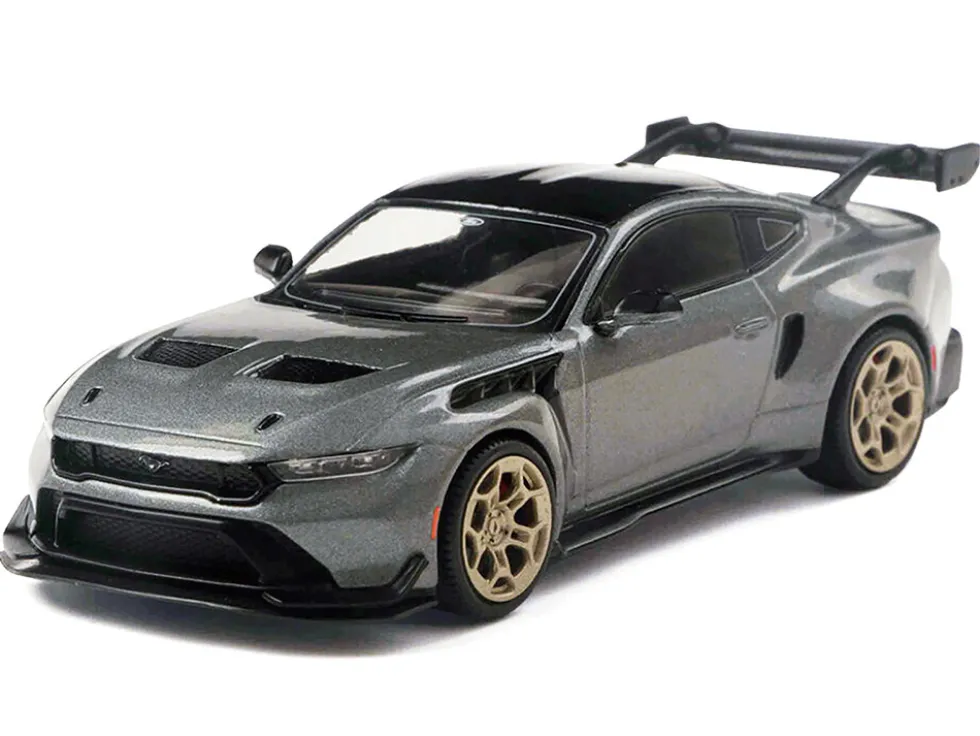 2025 Ford Mustang GTD Gray Metallic with Black Top 1/43 Diecast Model by IXO Models