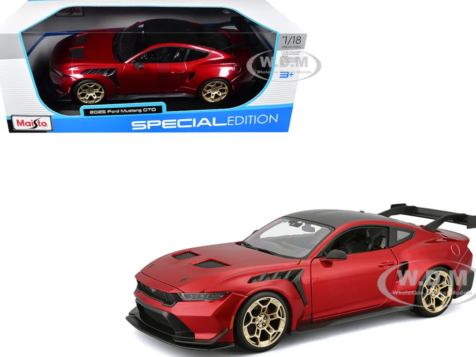 2025 Ford Mustang GTD Red Metallic with Black Top "Special Edition" Series 1/18 Diecast Model Car by Maisto