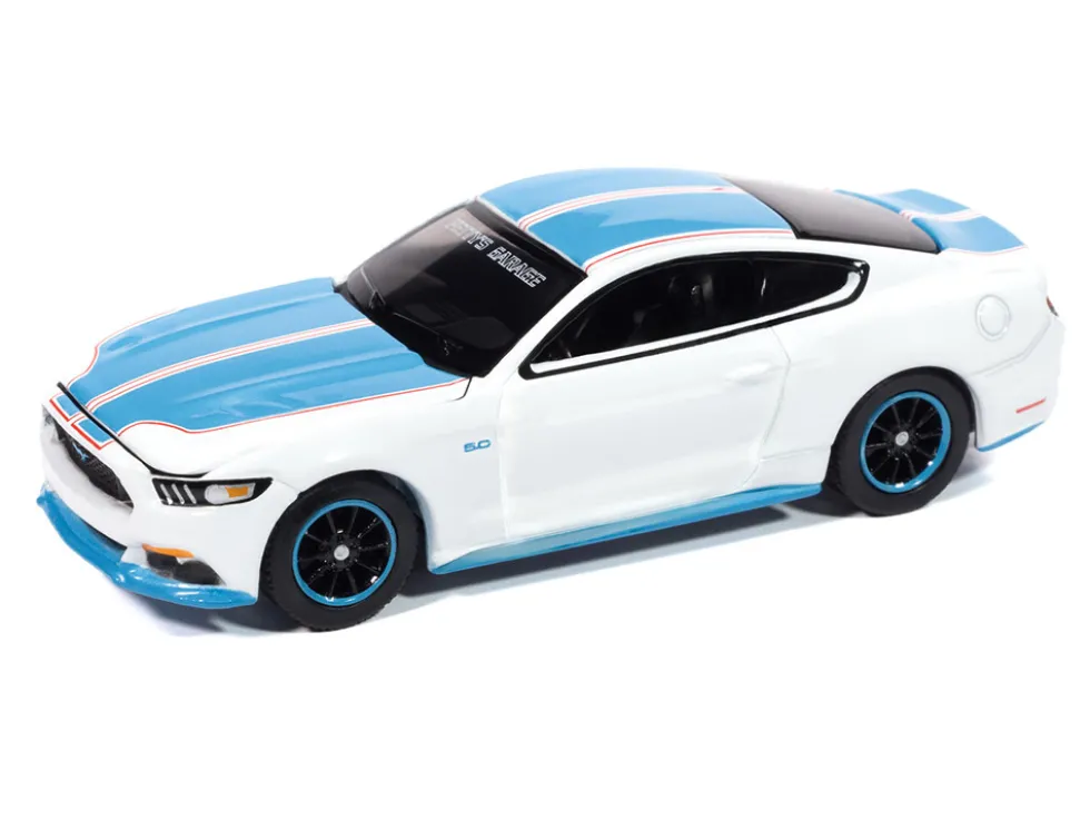 2016 Ford Mustang GT King Premier Edition "Petty's Garage" Oxford White with Petty Blue Stripes "Modern Muscle" Series 1/64 Diecast Model Car by Auto World