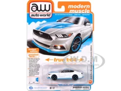 2016 Ford Mustang GT King Premier Edition "Petty's Garage" Oxford White with Petty Blue Stripes "Modern Muscle" Series 1/64 Diecast Model Car by Auto World