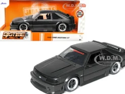 1989 Ford Mustang GT 5.0 Matt Black Metallic Matt Black Hood Bigtime Muscle Series 1/24 Series Diecast Model Car Jada 33605