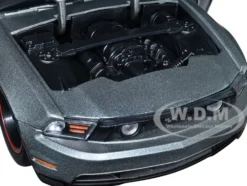 2010 Ford Mustang GT Matt Gray Metallic with Black Graphics and Stripes Ford Performance Bigtime Muscle Series 1/24 Diecast Model Car Jada 34210