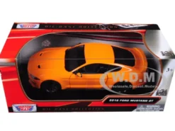2018 Ford Mustang GT 5.0 Orange Black Wheels 1/24 Diecast Model Car Motormax 79352