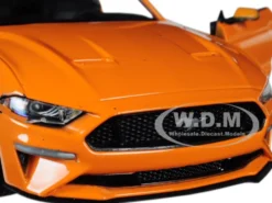 2018 Ford Mustang GT 5.0 Orange Black Wheels 1/24 Diecast Model Car Motormax 79352