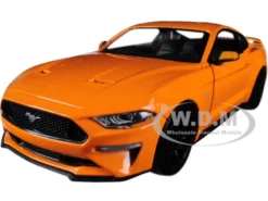 2018 Ford Mustang GT 5.0 Orange Black Wheels 1/24 Diecast Model Car Motormax 79352
