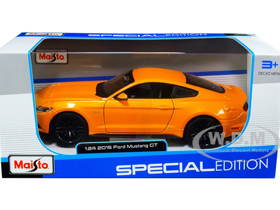 2015 Ford Mustang GT 5.0 Orange Metallic 1/24 Diecast Model Car Maisto 31508