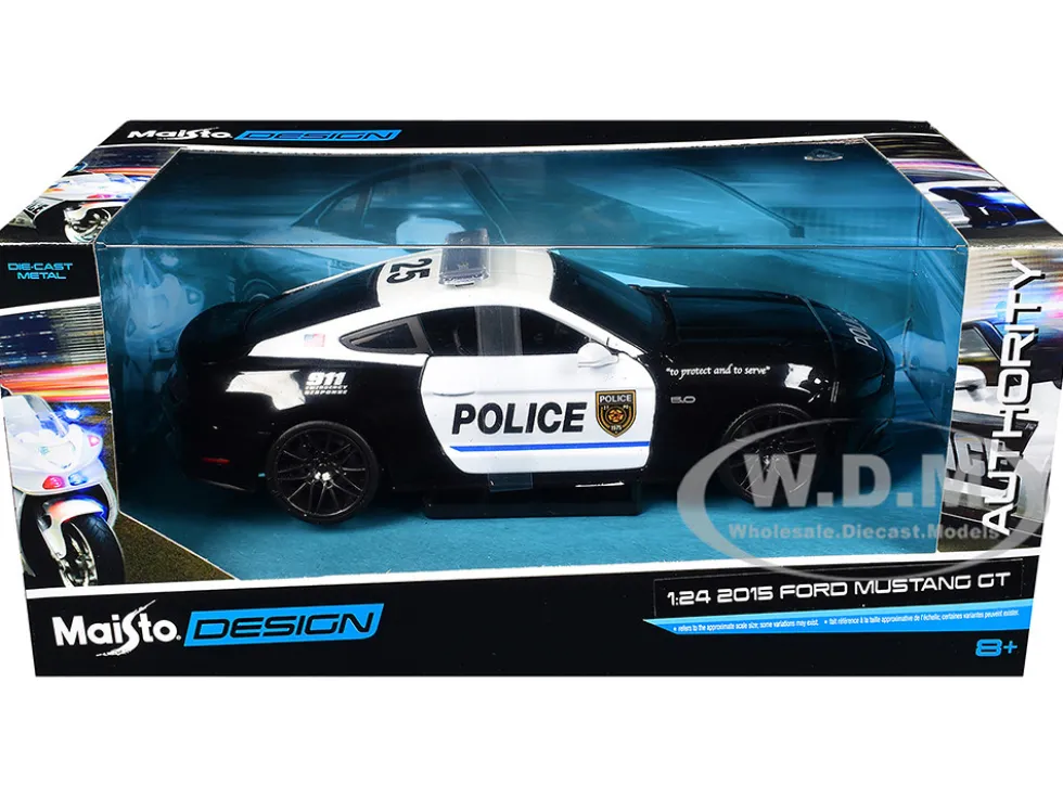 2015 Ford Mustang GT 5.0 "Police" Black and White "Authority" Series 1/24 Diecast Model Car by Maisto