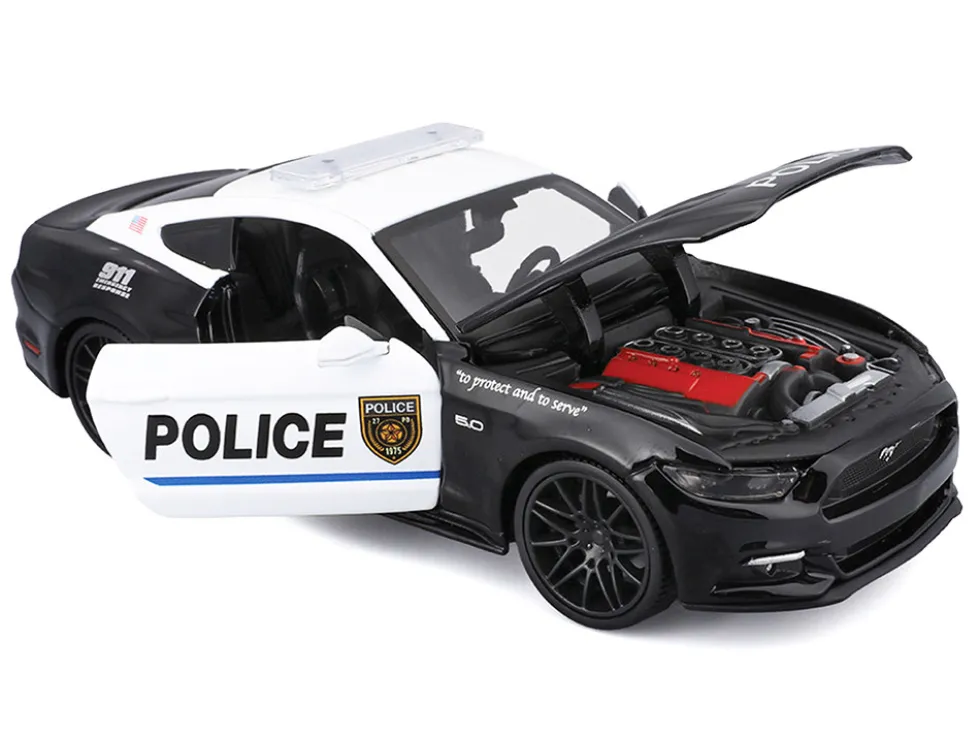 2015 Ford Mustang GT 5.0 "Police" Black and White "Authority" Series 1/24 Diecast Model Car by Maisto