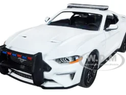 2018 Ford Mustang GT Police Car Unmarked Plain White Law Enforcement and Public Service Series 1/24 Diecast Model Car Motormax 76979w