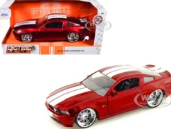 2010 Ford Mustang GT Red Metallic with White Stripes "Bigtime Muscle" Series 1/24 Diecast Model Car by Jada