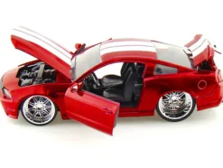2010 Ford Mustang GT Red Metallic with White Stripes "Bigtime Muscle" Series 1/24 Diecast Model Car by Jada