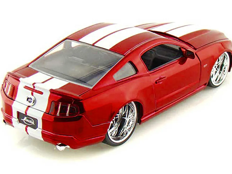 2010 Ford Mustang GT Red Metallic with White Stripes "Bigtime Muscle" Series 1/24 Diecast Model Car by Jada