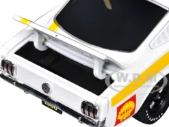 1966 Ford Mustang 2+2 GT #57 "Shell Oil" White with Yellow Stripes Limited Edition to 5650 pieces Worldwide 1/24 Diecast Model Car by M2 Machines
