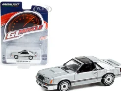 1982 Ford Mustang GT 5.0 Silver Metallic Black Stripes Greenlight Muscle Series 26 1/64 Diecast Model Car Greenlight 13310 D