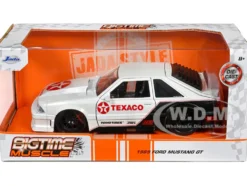 1989 Ford Mustang GT Texaco White and Matt Black with Graphics Bigtime Muscle Series 1/24 Diecast Model Car Jada 35032