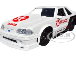 1989 Ford Mustang GT Texaco White and Matt Black with Graphics Bigtime Muscle Series 1/24 Diecast Model Car Jada 35032
