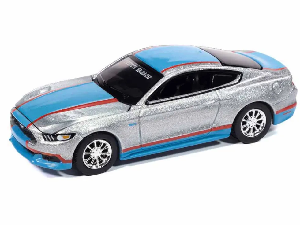 2017 Ford Mustang GT Tribute Edition "Petty's Garage" Ingot Silver Metallic with Petty Blue and Red Stripes "Modern Muscle" Series 1/64 Diecast Model Car by Auto World