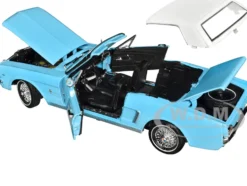 1964 1 2 Ford Mustang Light Blue with White Top James Bond 007 Thunderball 1965 Movie James Bond Collection Series 1/18 Diecast Model Car Motormax 79834JB