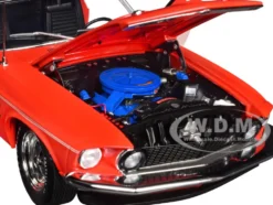 1969 Ford Mustang Limited Edition 600 Flower Power Red Limited Edition to 300 pieces Worldwide 1/18 Diecast Model Car by ACME