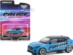 2022 Ford Mustang Mach E Police Blue with Black Top All Electric Pilot Program Vehicle Hobby Exclusive Series 1/64 Diecast Model Car Greenlight 30429