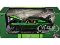 1970 Ford Mustang Mach 1 428 Green Metallic with Light Green Hood Limited Edition to 6550 pieces Worldwide 1/24 Diecast Model Car M2 Machines 40300-100A