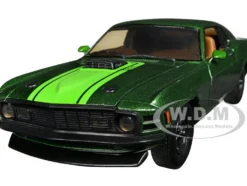 1970 Ford Mustang Mach 1 428 Green Metallic with Light Green Hood Limited Edition to 6550 pieces Worldwide 1/24 Diecast Model Car M2 Machines 40300-100A