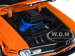 1970 Ford Mustang Mach 1 428 Twister Special Orange with Black Stripes Special Edition 1/18 Diecast Model Car Maisto 31453or