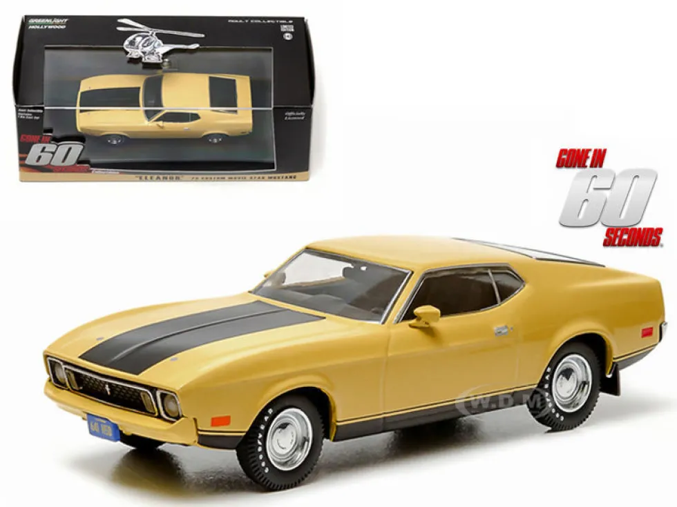 1973 Ford Mustang Mach 1 Yellow "Eleanor" "Gone in Sixty Seconds" Movie (1974) 1/43 Diecast Model Car Greenlight 86412