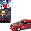 2000 Ford Mustang Miss Scarlet Red with Graphics with Poker Chip Collector Token Modern Clue Pop Culture 2022 Release 1 1/64 Diecast Model Car Johnny Lightning JLPC006-JLSP236