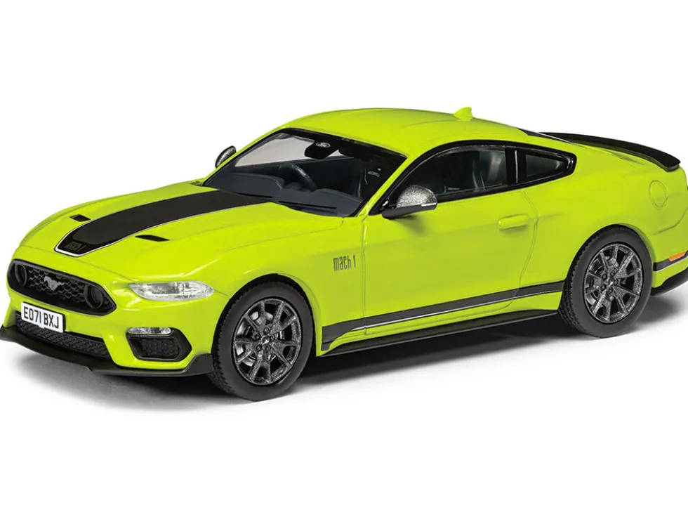 Ford Mustang Mk6 Mach 1 RHD (Right Hand Drive) Grabber Yellow with Black Stripes "Vanguards" Series 1/43 Diecast Model Car by Corgi