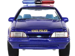1988 Ford Mustang "New York State Police" Blue with Yellow Stripes and Blue Interior "Hot Pursuit" Series 8 1/64 Diecast Model Car by Greenlight