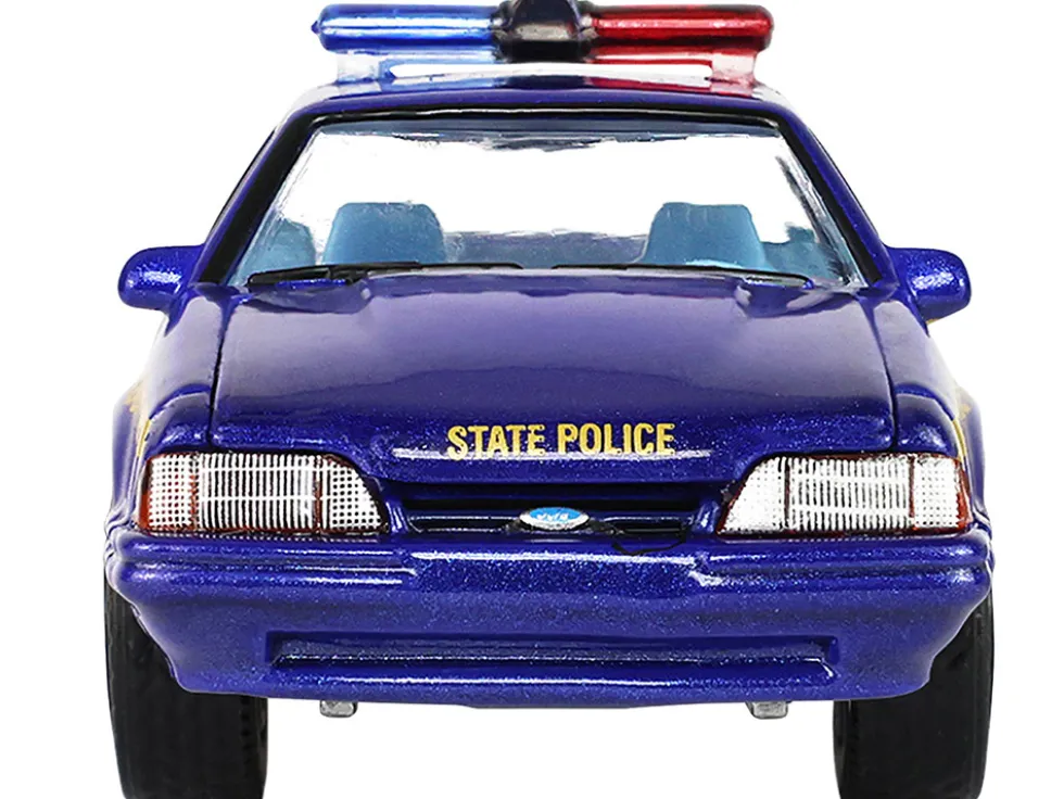 1988 Ford Mustang "New York State Police" Blue with Yellow Stripes and Blue Interior "Hot Pursuit" Series 8 1/64 Diecast Model Car by Greenlight
