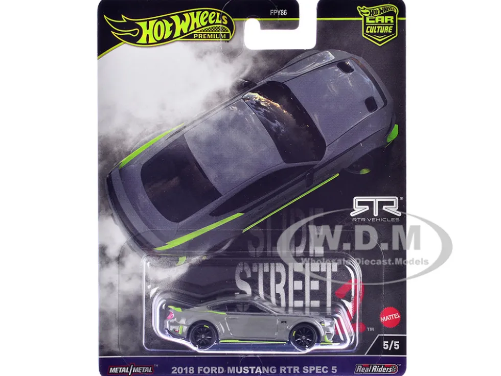 2018 Ford Mustang RTR Spec 5 Gray "Slide Street 2" Series Diecast Model Car by Hot Wheels