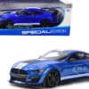 2020 Ford Mustang Shelby GT500 Blue Metallic White Stripes Special Edition 1/18 Diecast Model Car Maisto 31388