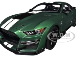 Ford Mustang Shelby GT500 Eruption Green Metallic with White Stripes 1/18 Model Car by Autoart