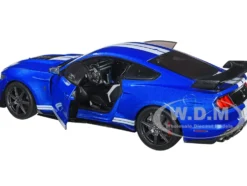 2020 Ford Mustang Shelby GT500 Fast Track Ford Performance Blue Metallic White Stripes 1/18 Diecast Model Car Solido S1805901