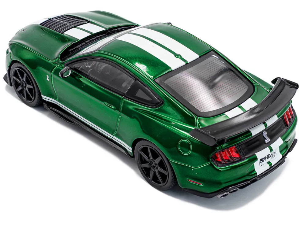 2020 Ford Mustang Shelby GT500 Fast Track Eruption Green Metallic with White Stripes 1/43 Diecast Model Car by Solido