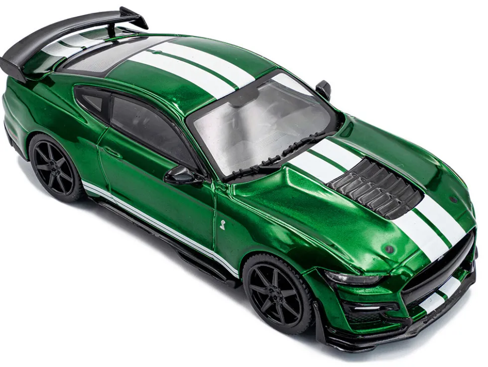 2020 Ford Mustang Shelby GT500 Fast Track Eruption Green Metallic with White Stripes 1/43 Diecast Model Car by Solido