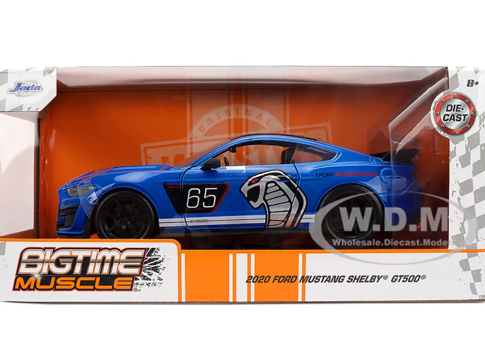 2020 Ford Mustang Shelby GT500 #65 "Ford Performance" Blue with Black Top and White Stripes "Bigtime Muscle" Series 1/24 Diecast Model Car by Jada
