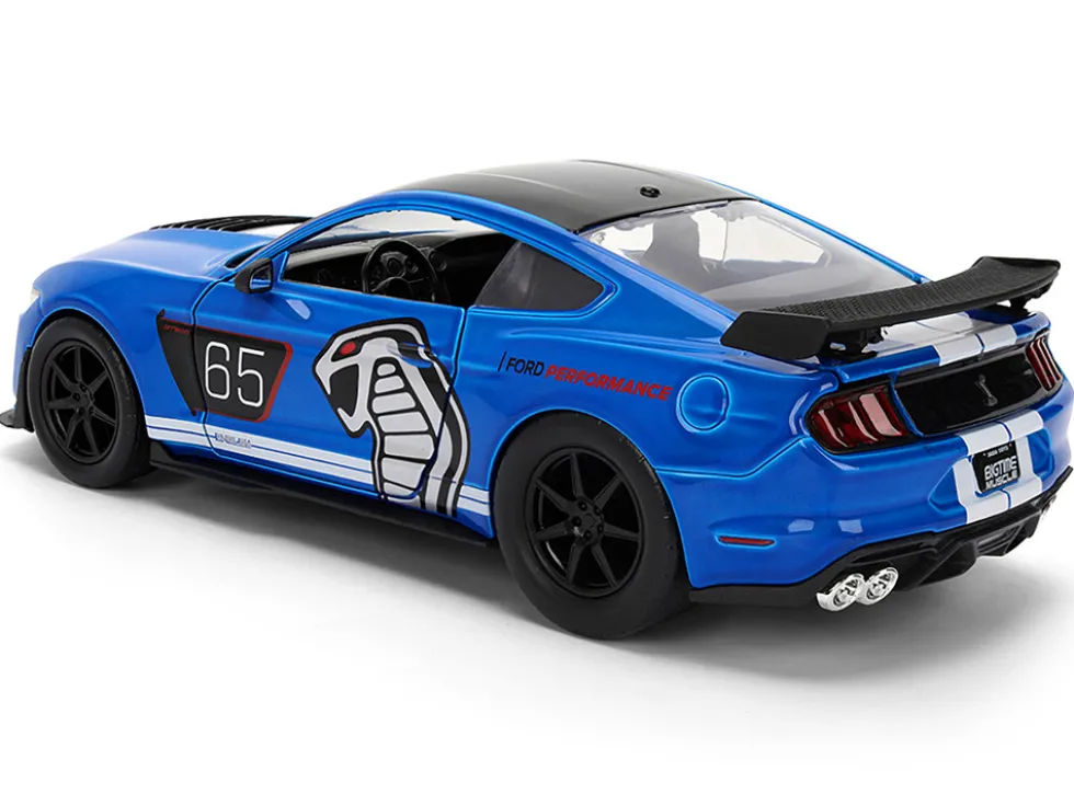 2020 Ford Mustang Shelby GT500 #65 "Ford Performance" Blue with Black Top and White Stripes "Bigtime Muscle" Series 1/24 Diecast Model Car by Jada