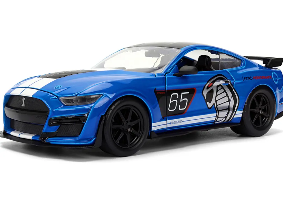 2020 Ford Mustang Shelby GT500 #65 "Ford Performance" Blue with Black Top and White Stripes "Bigtime Muscle" Series 1/24 Diecast Model Car by Jada