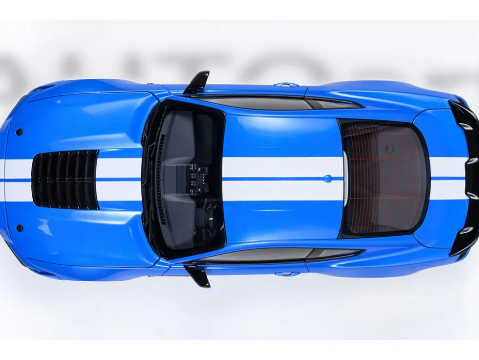 Ford Mustang Shelby GT500 Grabber Blue with White Stripes 1/18 Model Car by Autoart