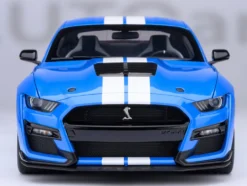 Ford Mustang Shelby GT500 Grabber Blue with White Stripes 1/18 Model Car by Autoart