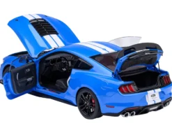 Ford Mustang Shelby GT500 Grabber Blue with White Stripes 1/18 Model Car by Autoart