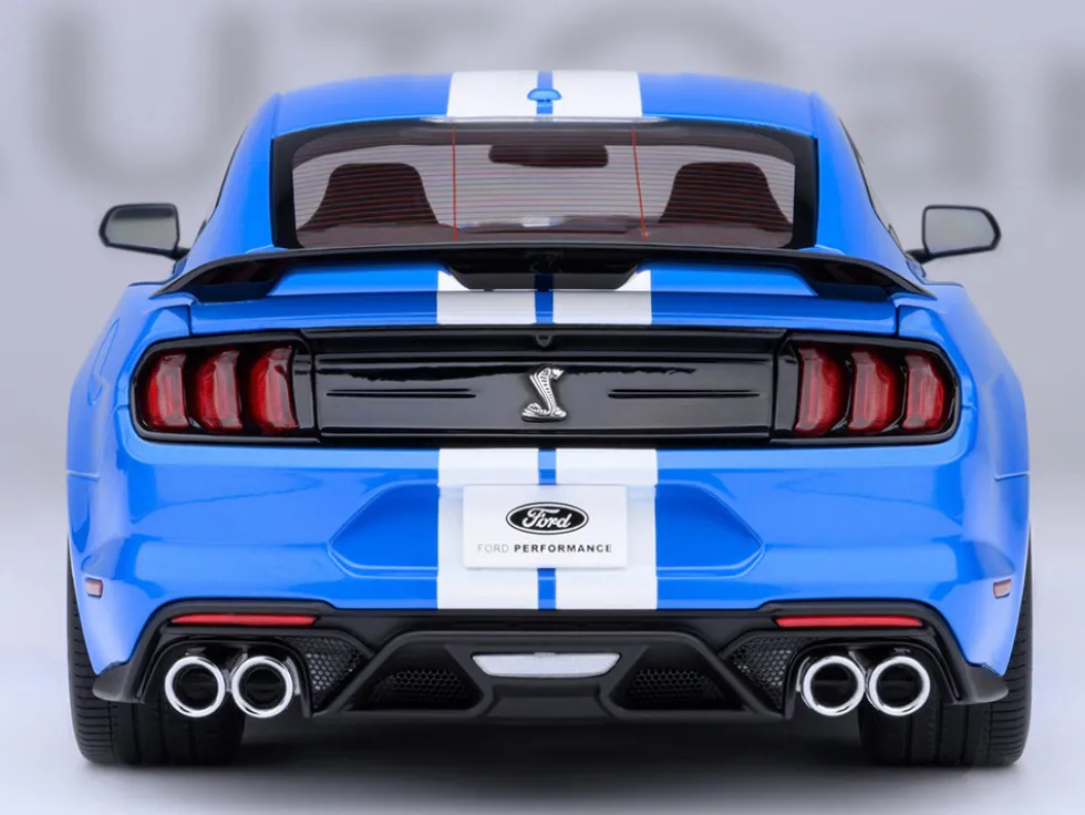 Ford Mustang Shelby GT500 Grabber Blue with White Stripes 1/18 Model Car by Autoart