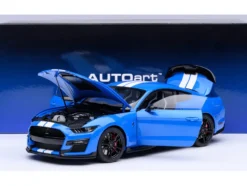 Ford Mustang Shelby GT500 Grabber Blue with White Stripes 1/18 Model Car by Autoart