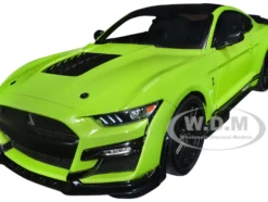 2020 Ford Mustang Shelby GT500 Grabber Lime Green Metallic with Black Top Stripes 1/18 Diecast Model Car Solido S1805902